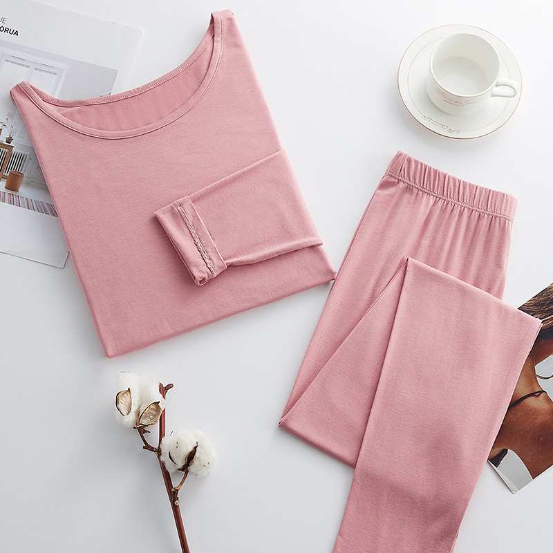 Ženski modalni termalni set: pulover s okruglim izrezom i dugim rukavima, hlače, Modal tkanina, srednja gustoća 181–200 g/m2