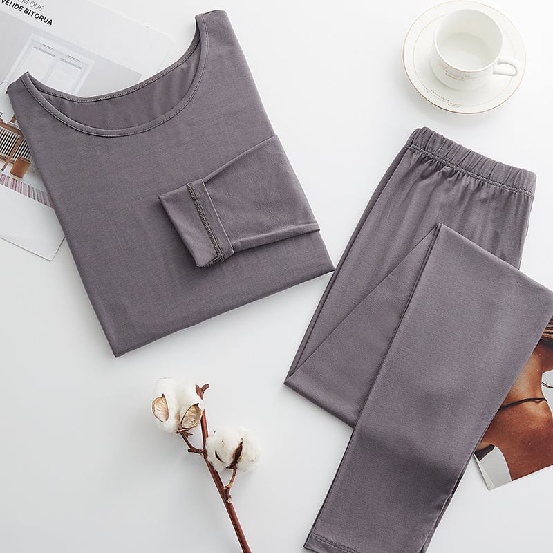 Ženski modalni termalni set: pulover s okruglim izrezom i dugim rukavima, hlače, Modal tkanina, srednja gustoća 181–200 g/m2