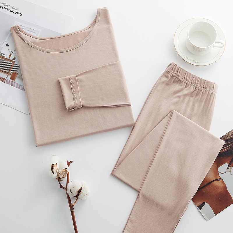 Ženski modalni termalni set: pulover s okruglim izrezom i dugim rukavima, hlače, Modal tkanina, srednja gustoća 181–200 g/m2
