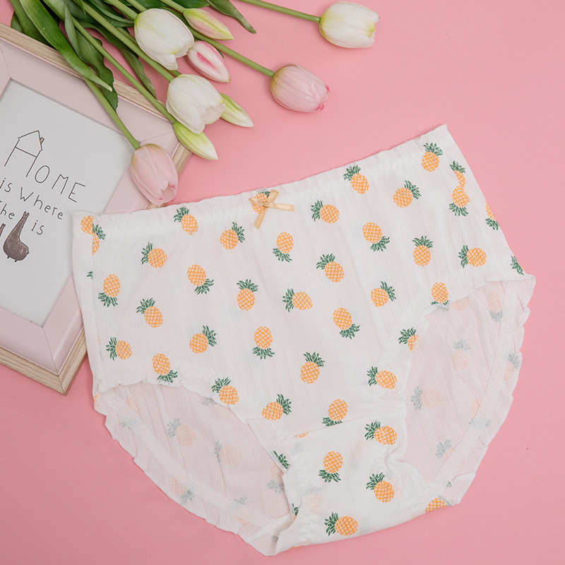 Памучни дамски бикини с висока средна талия, дишащи и стягащи корема, модел 5042117, обикновено преплетение