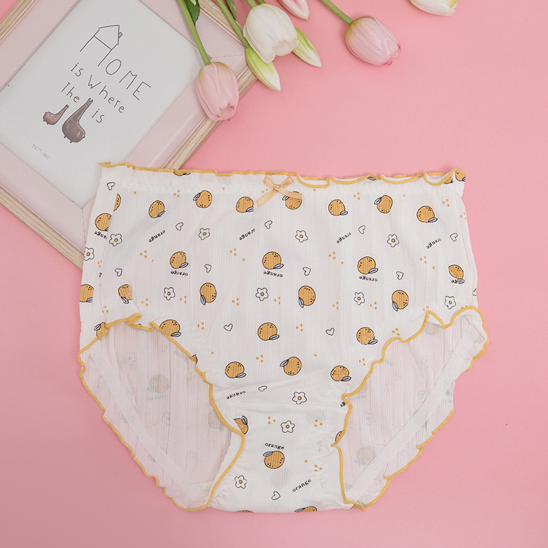 Памучни дамски бикини с висока средна талия, дишащи и стягащи корема, модел 5042117, обикновено преплетение