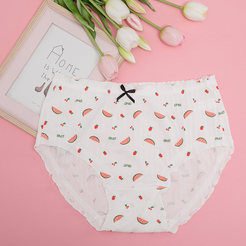 Памучни дамски бикини с висока средна талия, дишащи и стягащи корема, модел 5042117, обикновено преплетение