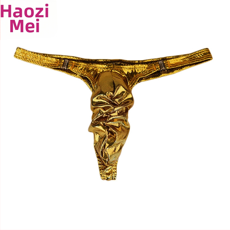 Pánske tangá s dvojitým bočným zapínaním a U-tvarovaným vreckom, saténový nylon, Ye Zimei (Materiály: satén; Hlavná látka: nylon; Zloženie hlavného materiálu: 50-70%; Spracovateľský cyklus: 7 dní)