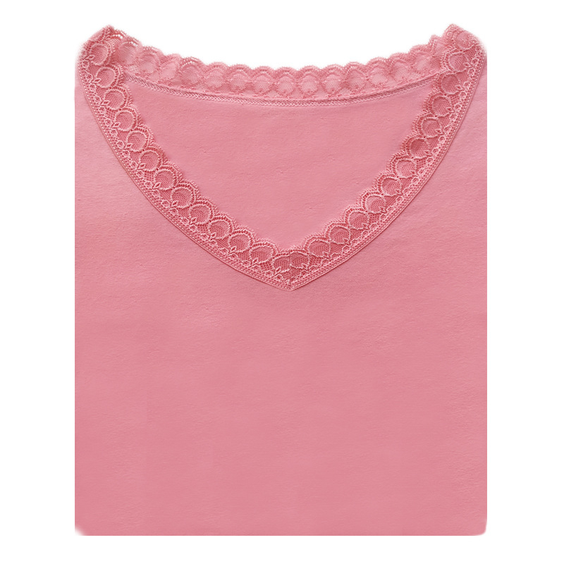 Set termic pentru femei: 95% bumbac combed, pulover cu decolteu în V și mâneci lungi, pantaloni, culoare uni