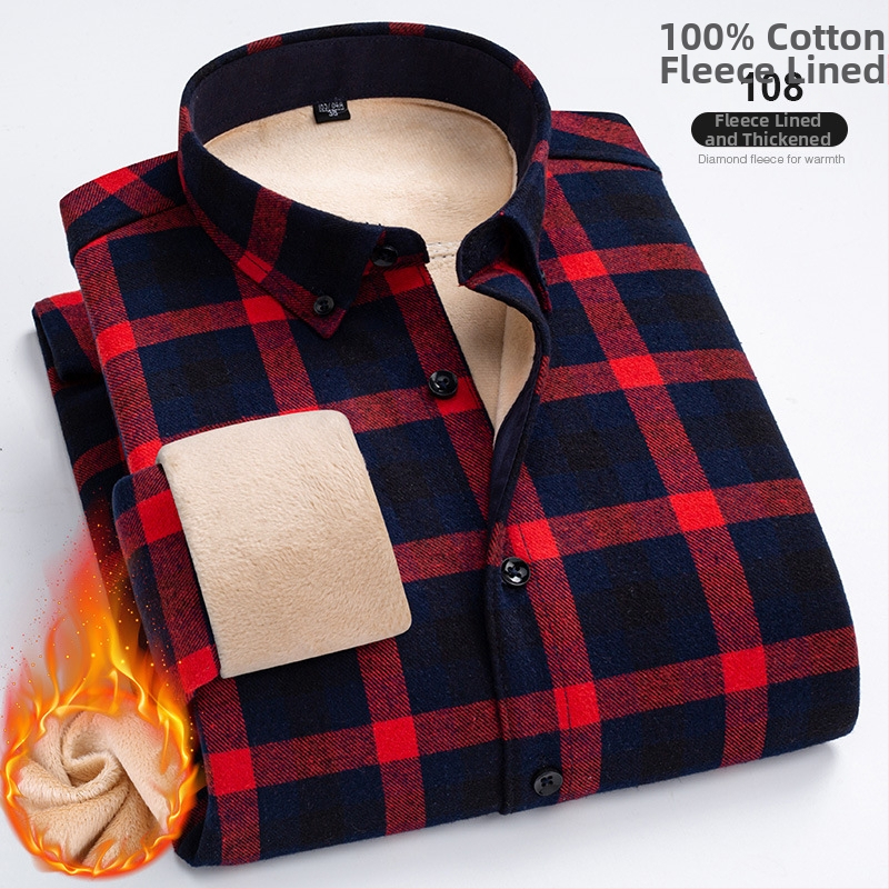 100% puuvillane ruuduline särk fleece vooderdusega, ruudukujuline krae ja pikkade varrukatega.