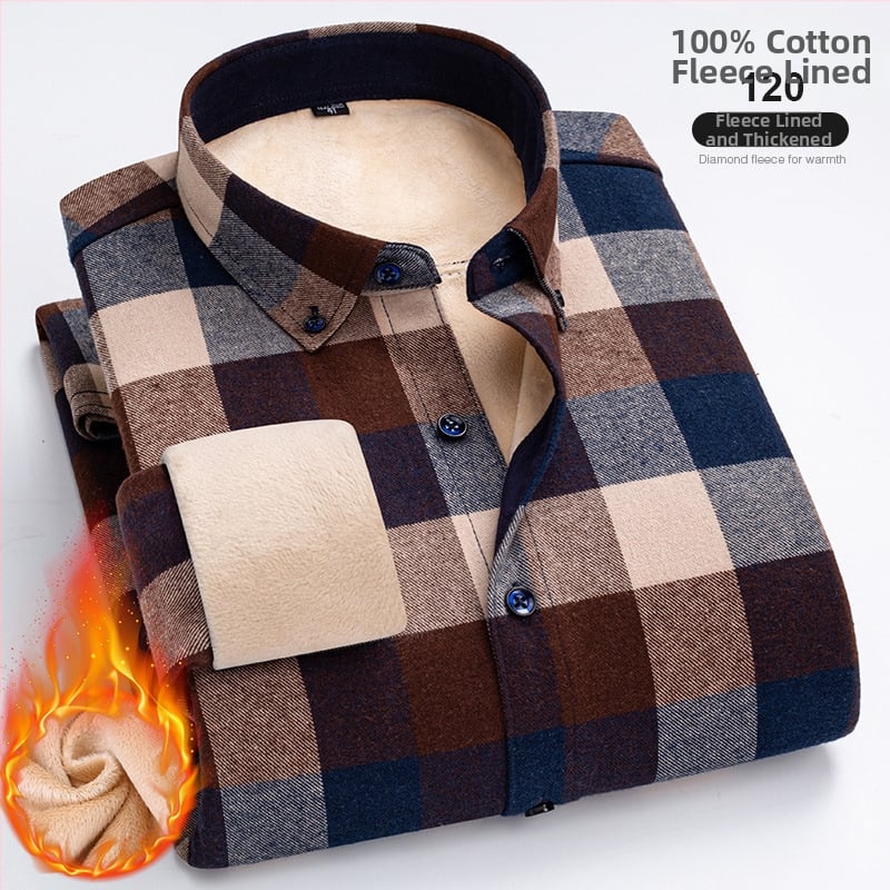 100% puuvillane ruuduline särk fleece vooderdusega, ruudukujuline krae ja pikkade varrukatega.