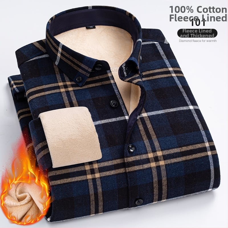 100% puuvillane ruuduline särk fleece vooderdusega, ruudukujuline krae ja pikkade varrukatega.