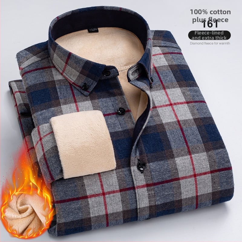 100% puuvillane ruuduline särk fleece vooderdusega, ruudukujuline krae ja pikkade varrukatega.