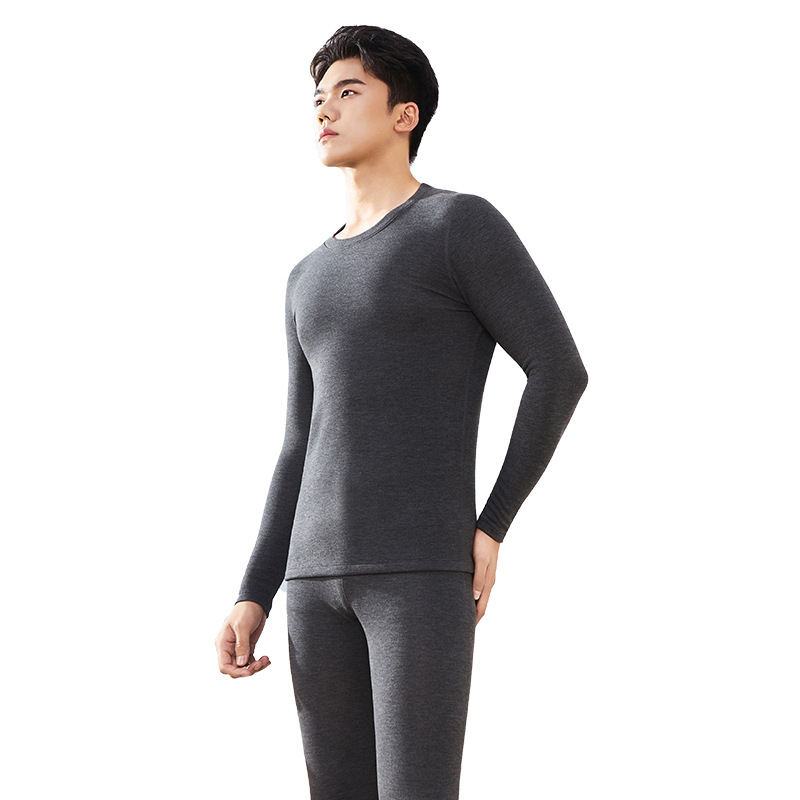 Muški termalni komplet od Derong cashmere-silk, antibakterijski, ekstra debeli dvostruki sloj tkanine (301–350 g/m2), V‑izrez, baza ili vanjski sloj, za jesen-zimu