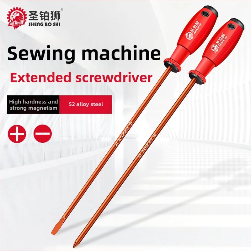 Siuvimo mašinos atsuktuvų rinkinys su Phillips ir plokščiojo galvutės bitais, magnetinis, didelis kietumas, S2 įrankių plienas, su ilga rankena