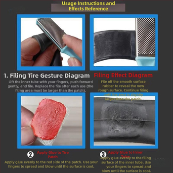 Iekšējās kameras labošanas komplekts velosipēdiem, motocikliem un elektriskajiem transportlīdzekļiem — pilns komplekts ar līmes plēvi un līmi (bez pielāgošanas)