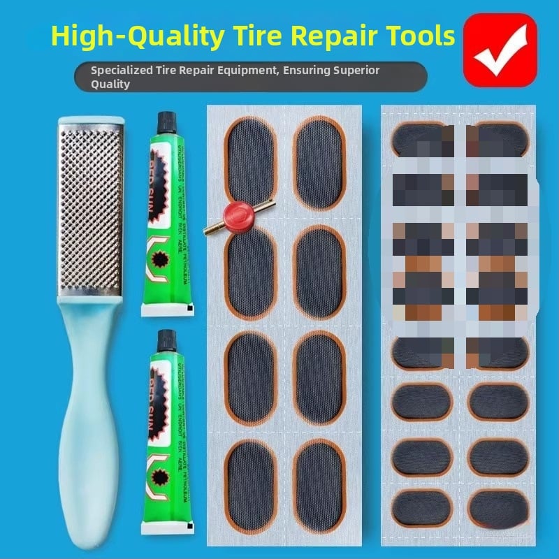 Iekšējās kameras labošanas komplekts velosipēdiem, motocikliem un elektriskajiem transportlīdzekļiem — pilns komplekts ar līmes plēvi un līmi (bez pielāgošanas)