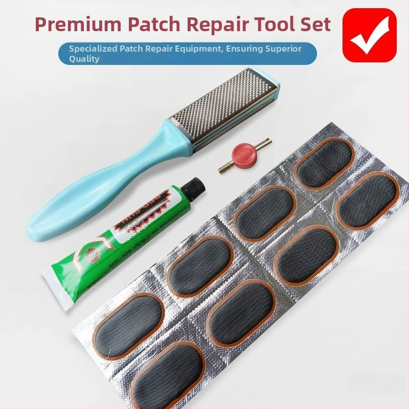 Iekšējās kameras labošanas komplekts velosipēdiem, motocikliem un elektriskajiem transportlīdzekļiem — pilns komplekts ar līmes plēvi un līmi (bez pielāgošanas)