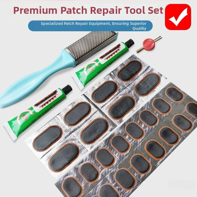 Iekšējās kameras labošanas komplekts velosipēdiem, motocikliem un elektriskajiem transportlīdzekļiem — pilns komplekts ar līmes plēvi un līmi (bez pielāgošanas)