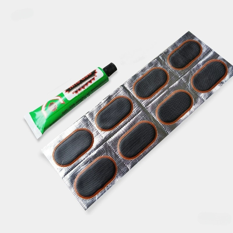 Iekšējās kameras labošanas komplekts velosipēdiem, motocikliem un elektriskajiem transportlīdzekļiem — pilns komplekts ar līmes plēvi un līmi (bez pielāgošanas)