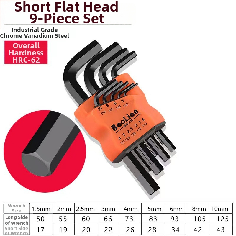 Bosite sada šesťuholníkových kľúčov – skrutkovač a nástroje, chróm-vanádiová zliatina / S2 oceľ, niklované, šesťuholníkové hlavy