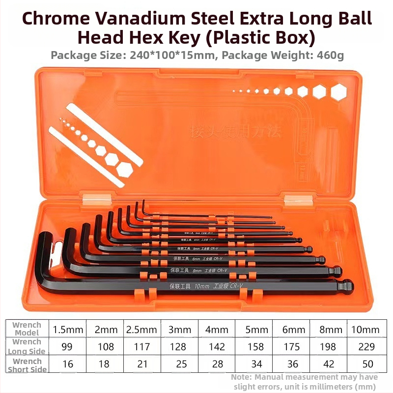 Bosite sada šesťuholníkových kľúčov – skrutkovač a nástroje, chróm-vanádiová zliatina / S2 oceľ, niklované, šesťuholníkové hlavy