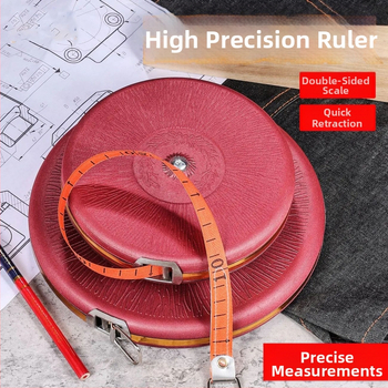 Mjerna traka: mekana platnena vlaknasta traka, kružni mjerač, duljine 20 m, 30 m, 50 m i 100 m