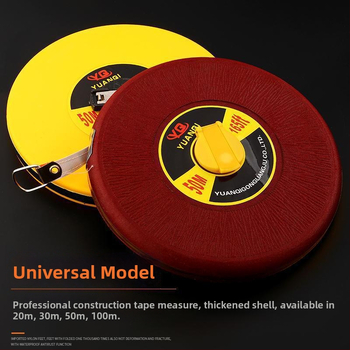 Mjerna traka: mekana platnena vlaknasta traka, kružni mjerač, duljine 20 m, 30 m, 50 m i 100 m