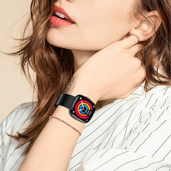 Έξυπνο ρολόι | Μετρήσεις: βηματόμετρο, παρακολούθηση καρδιακού ρυθμού, Bluetooth κλήσεις, Ευφυείς υπενθυμίσεις, παρακολούθηση ύπνου | Συμβατό με Android, TFT οθόνη, τετράγωνος καντράν, σιλικόνιου λουράκι, μαγνητική φόρτιση