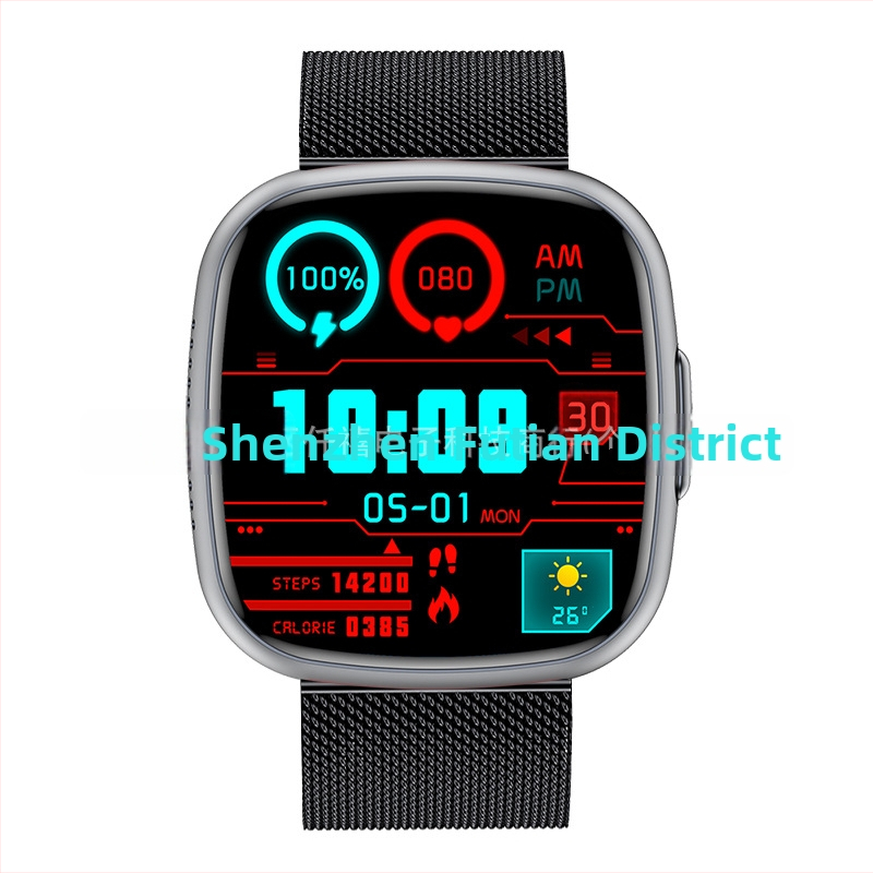 Έξυπνο ρολόι | Μετρήσεις: βηματόμετρο, παρακολούθηση καρδιακού ρυθμού, Bluetooth κλήσεις, Ευφυείς υπενθυμίσεις, παρακολούθηση ύπνου | Συμβατό με Android, TFT οθόνη, τετράγωνος καντράν, σιλικόνιου λουράκι, μαγνητική φόρτιση