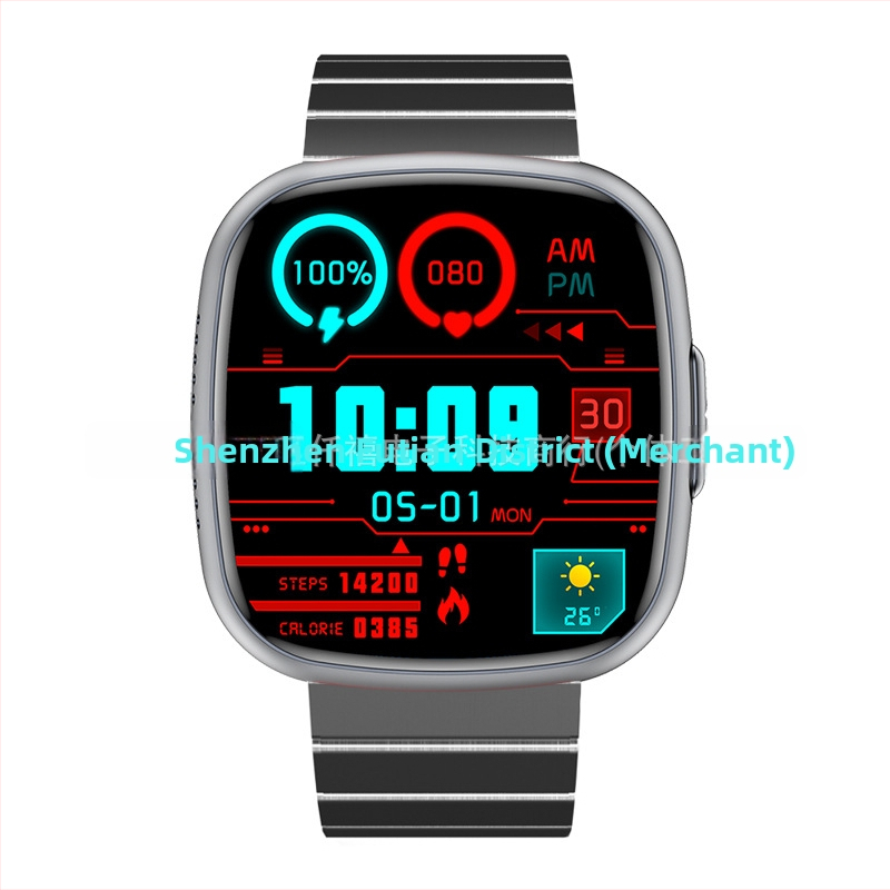 Έξυπνο ρολόι | Μετρήσεις: βηματόμετρο, παρακολούθηση καρδιακού ρυθμού, Bluetooth κλήσεις, Ευφυείς υπενθυμίσεις, παρακολούθηση ύπνου | Συμβατό με Android, TFT οθόνη, τετράγωνος καντράν, σιλικόνιου λουράκι, μαγνητική φόρτιση