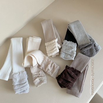 Детски комплект клинове и чорапи за пролет–есен, памук, вертикални райета, средна талия, дълги клинове, за деца 3–8 г.