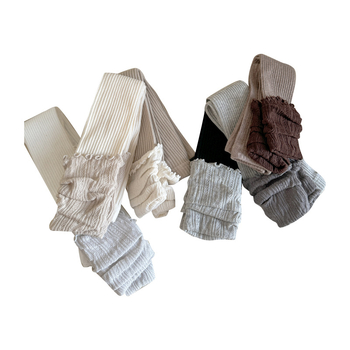 Детски комплект клинове и чорапи за пролет–есен, памук, вертикални райета, средна талия, дълги клинове, за деца 3–8 г.