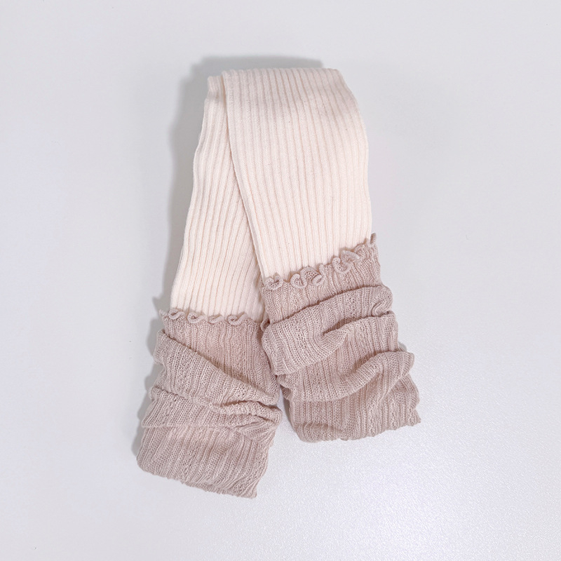 Детски комплект клинове и чорапи за пролет–есен, памук, вертикални райета, средна талия, дълги клинове, за деца 3–8 г.