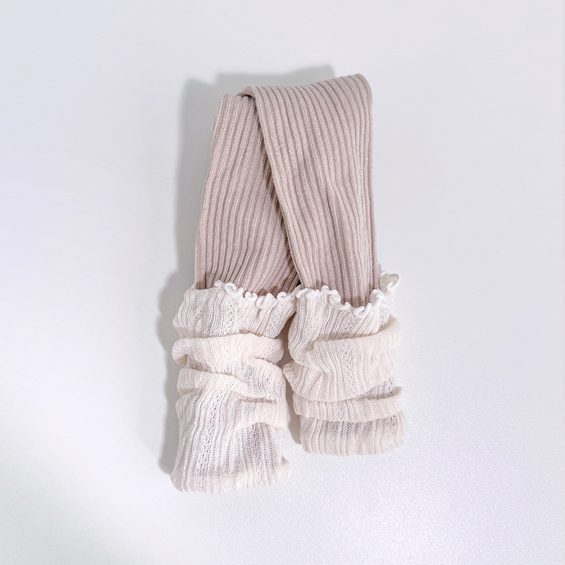 Детски комплект клинове и чорапи за пролет–есен, памук, вертикални райета, средна талия, дълги клинове, за деца 3–8 г.