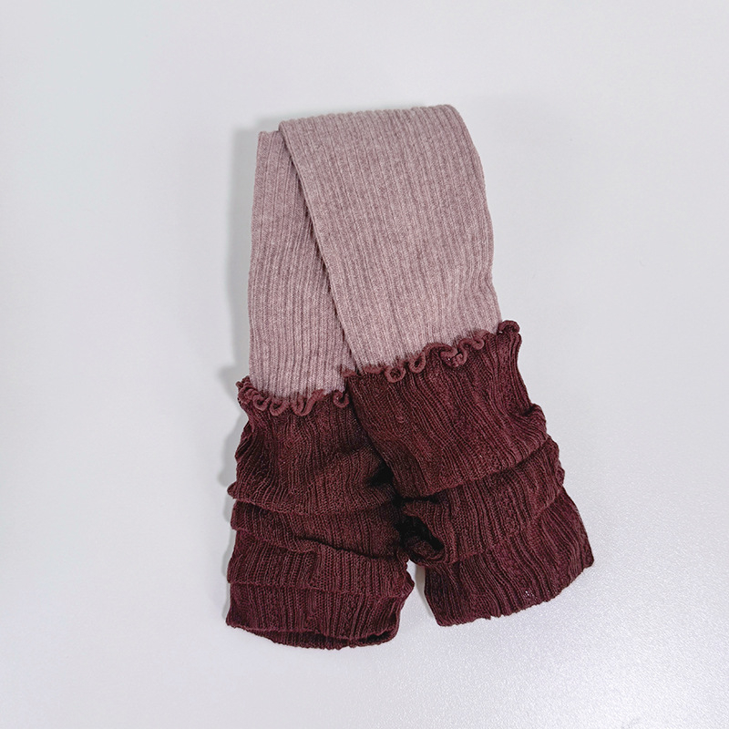 Детски комплект клинове и чорапи за пролет–есен, памук, вертикални райета, средна талия, дълги клинове, за деца 3–8 г.