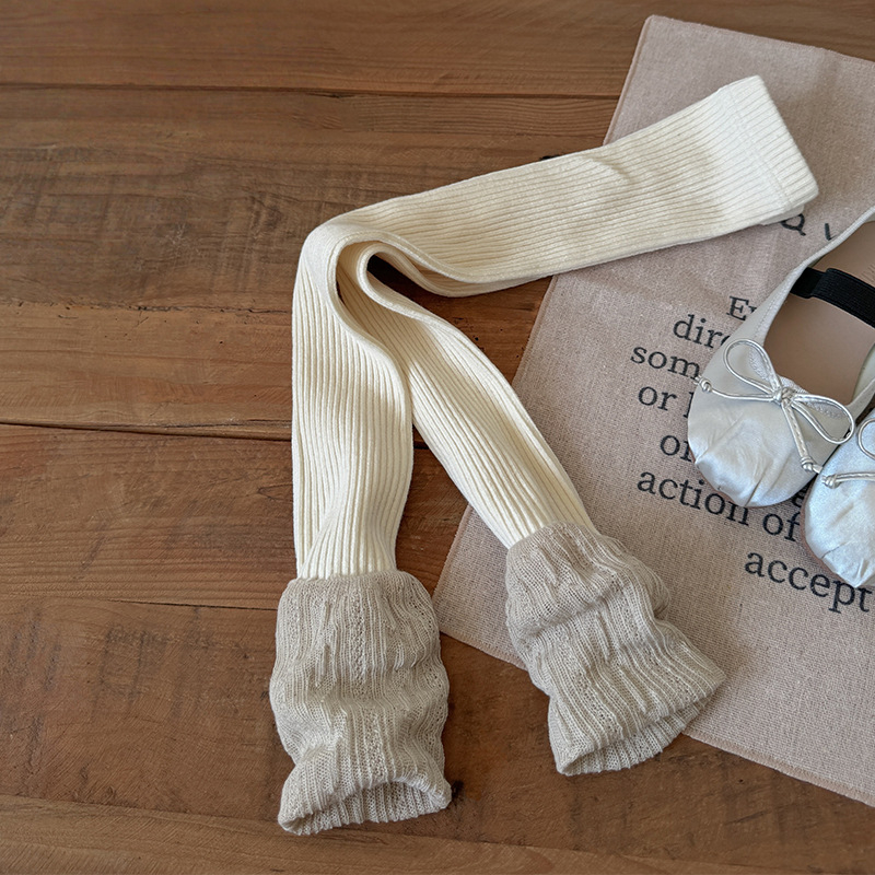 Детски комплект клинове и чорапи за пролет–есен, памук, вертикални райета, средна талия, дълги клинове, за деца 3–8 г.