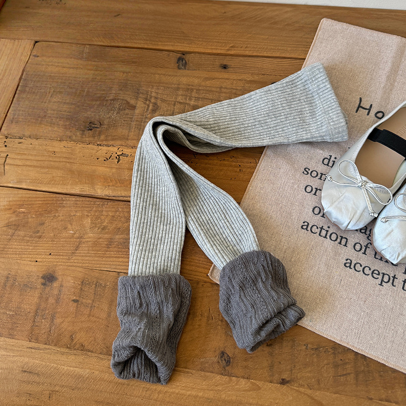 Детски комплект клинове и чорапи за пролет–есен, памук, вертикални райета, средна талия, дълги клинове, за деца 3–8 г.