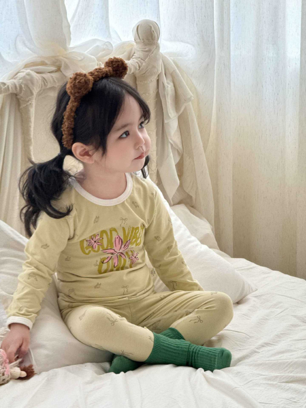 детски есенен безшевен пижамен комплект от ликра, унисекс - 95% памук, антибактериален 10A, Leisure стил, 2025 г.