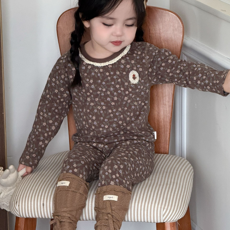 детски есенен безшевен пижамен комплект от ликра, унисекс - 95% памук, антибактериален 10A, Leisure стил, 2025 г.