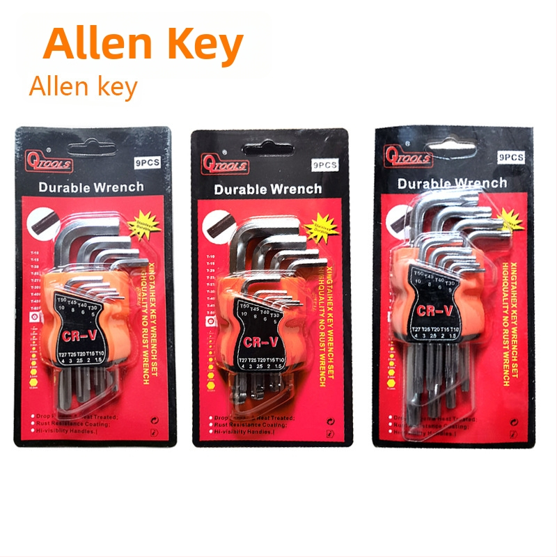 Sada imbusových kľúčov s predĺženými Torx‑tvarmi vnútorných šesťhranných kľúčov, z chróm‑vanádiovej ocele