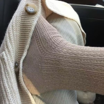 Depth Factory Ženske pantyhose s kabelastim vertikalnim prugama, pamuk, japanski stil, tamno siva, proljeće jesen zima