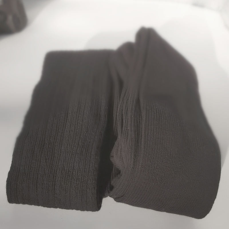 Depth Factory Ženske pantyhose s kabelastim vertikalnim prugama, pamuk, japanski stil, tamno siva, proljeće jesen zima