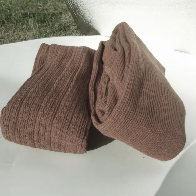 Depth Factory Ženske pantyhose s kabelastim vertikalnim prugama, pamuk, japanski stil, tamno siva, proljeće jesen zima
