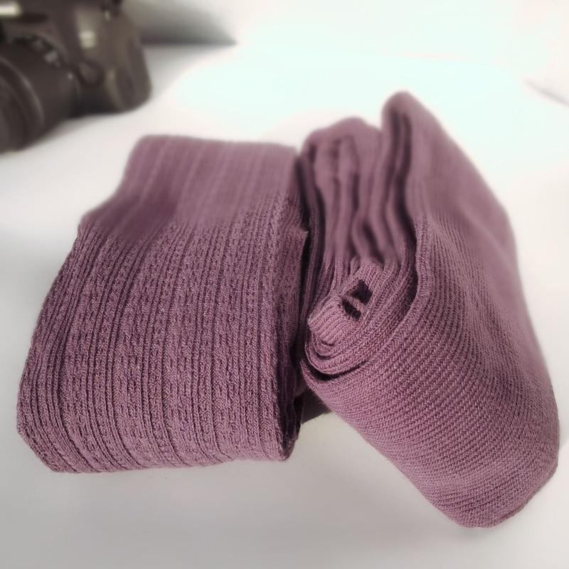 Depth Factory Ženske pantyhose s kabelastim vertikalnim prugama, pamuk, japanski stil, tamno siva, proljeće jesen zima