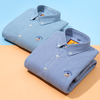 Meeste puuvillane särk pikkade varrukatega, fliisvooder, houndstooth muster, ruudukujuline krae