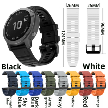 Silikónový náramok na Garmin Fenix 6/6X/5X a Fenix 3 HR — 26 mm rýchle odopnutie, ľahký, štýlový dizajn