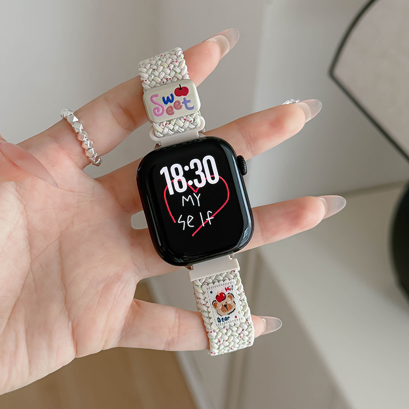 Pás Apple Watch s dizajnom medve, priedušný nylon, magnetická pracka