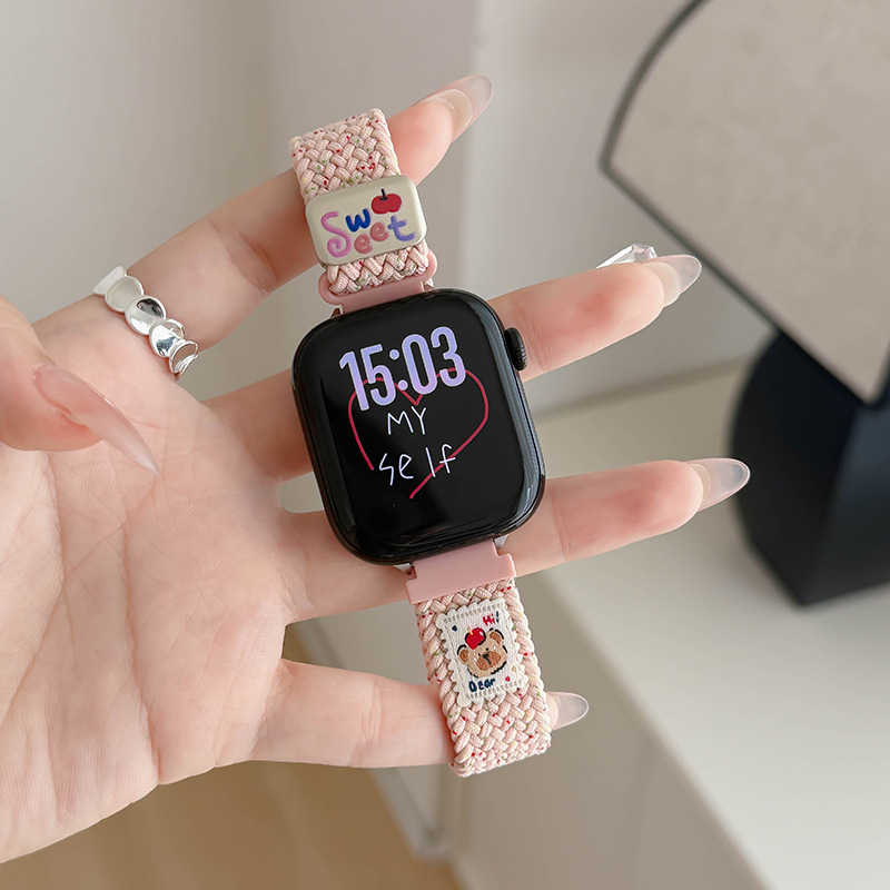 Pás Apple Watch s dizajnom medve, priedušný nylon, magnetická pracka