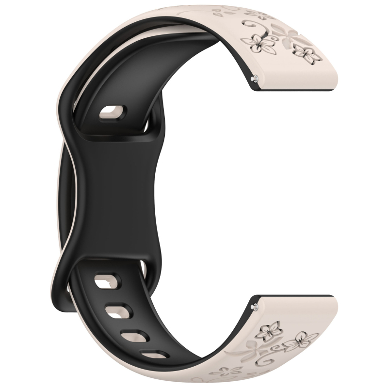 Cvjetni silikonirani remen s laserskim graviranjem, dvobojni reljefni dizajn, za Samsung Watch7, 18/20/22 mm