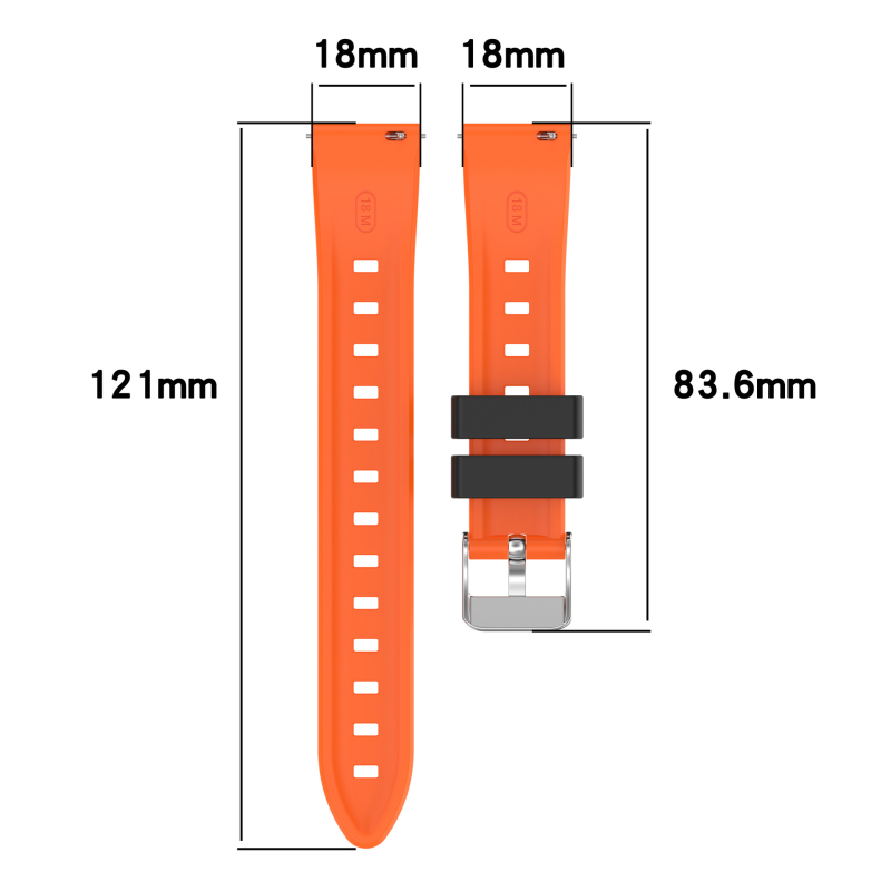 Ženski dvobojni silikonasti remen 18 mm za Huawei GT4/GT5/GT6