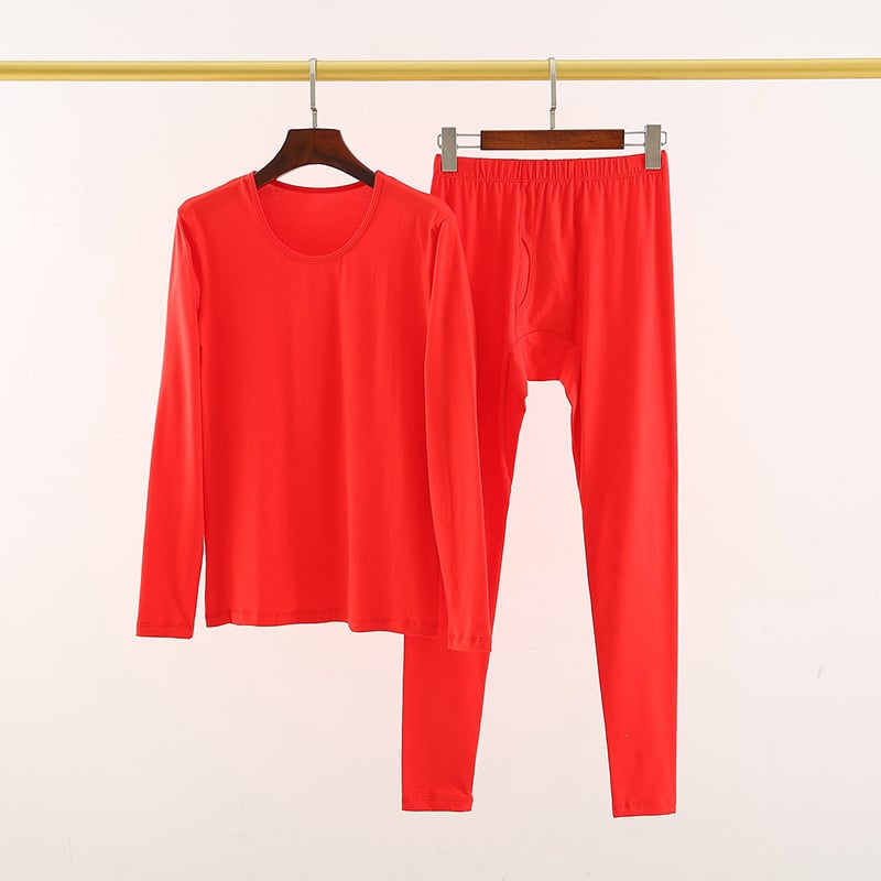 Мъжки термален комплект Lycra памук – тънък, V-образно деколте, дълги ръкави топ и панталони; чесан памук 95–100% основна материя, 181–200 г/м2