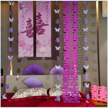 Purpurový textilný visiaci banner na svadbu pre výzdobu miestnosti; set pre zásnubný a nový domov; Materiál: netkaná textília; Značka: Iné; Kategória: Šťastné slovo; Import: Nie