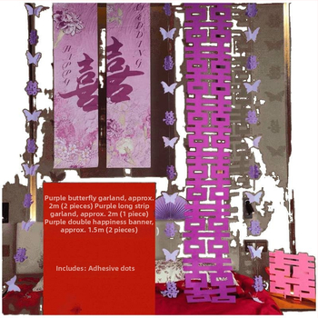 Purpurový textilný visiaci banner na svadbu pre výzdobu miestnosti; set pre zásnubný a nový domov; Materiál: netkaná textília; Značka: Iné; Kategória: Šťastné slovo; Import: Nie