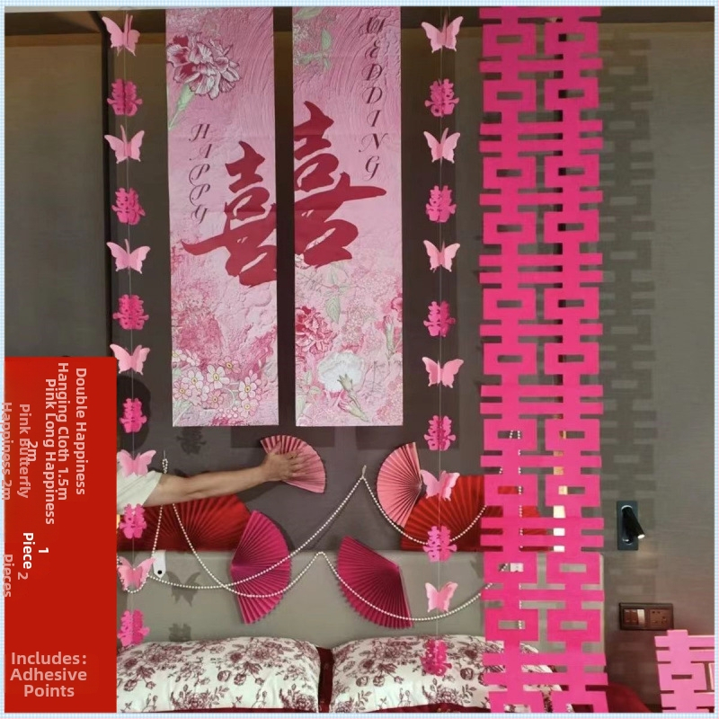 Purpurový textilný visiaci banner na svadbu pre výzdobu miestnosti; set pre zásnubný a nový domov; Materiál: netkaná textília; Značka: Iné; Kategória: Šťastné slovo; Import: Nie